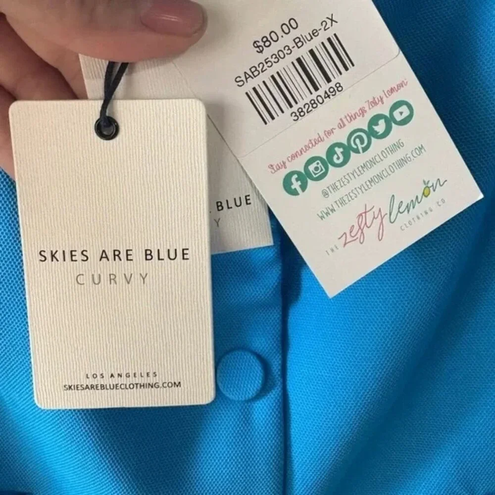 NWT Skies are blue curvy, size 2X, bright blue vest, thick strap, waist coat - Picture 6 of 7